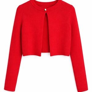 Song of Style Red Cropped Cardigan XS | Aimee Song Knit Sweater Bolero/Cardigan